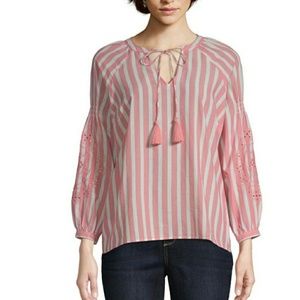 [St. John's Bay] Pink Stripe Blouse